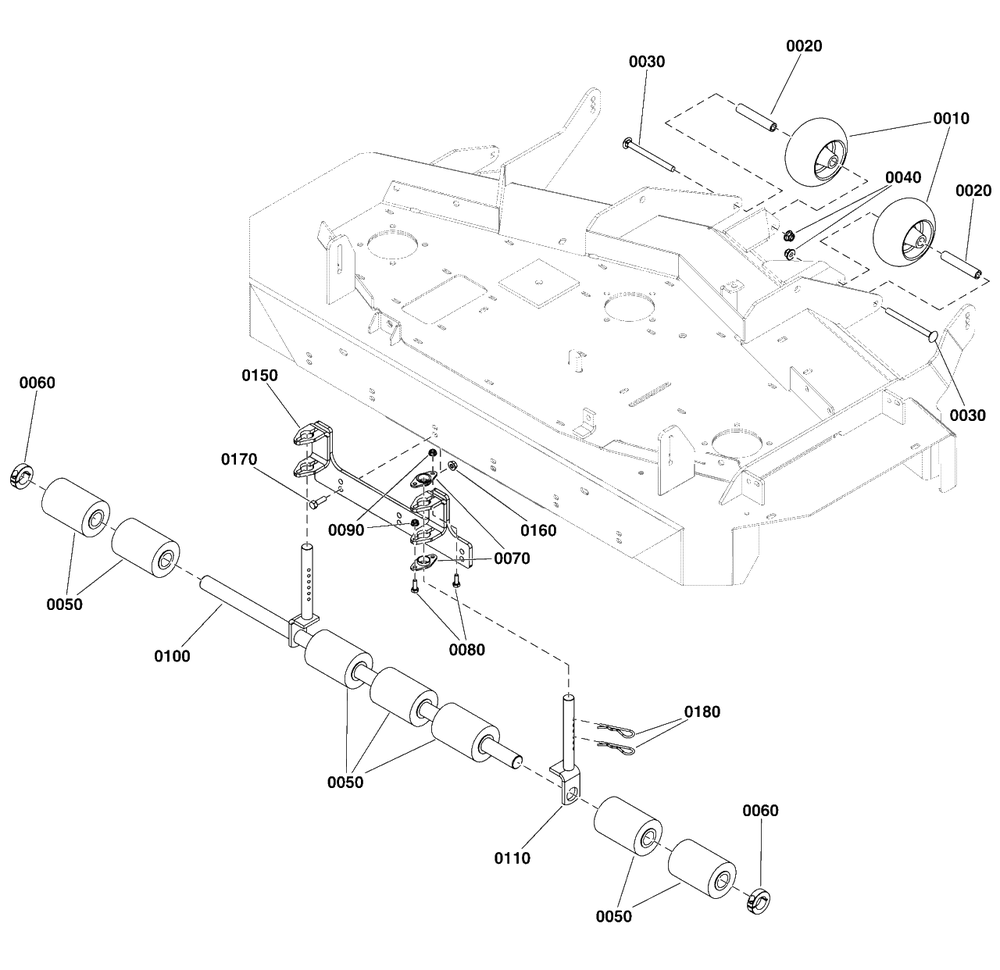 52-Inch Mower Deck Group - Rollers Diagram and Parts List for 5901779  Simplicity Lawn Tractor