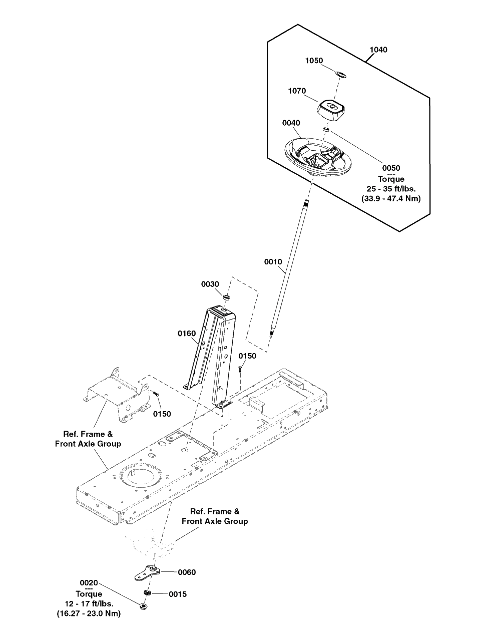 Steering Group Diagram and Parts List for 2691454-02  Simplicity Lawn Tractor
