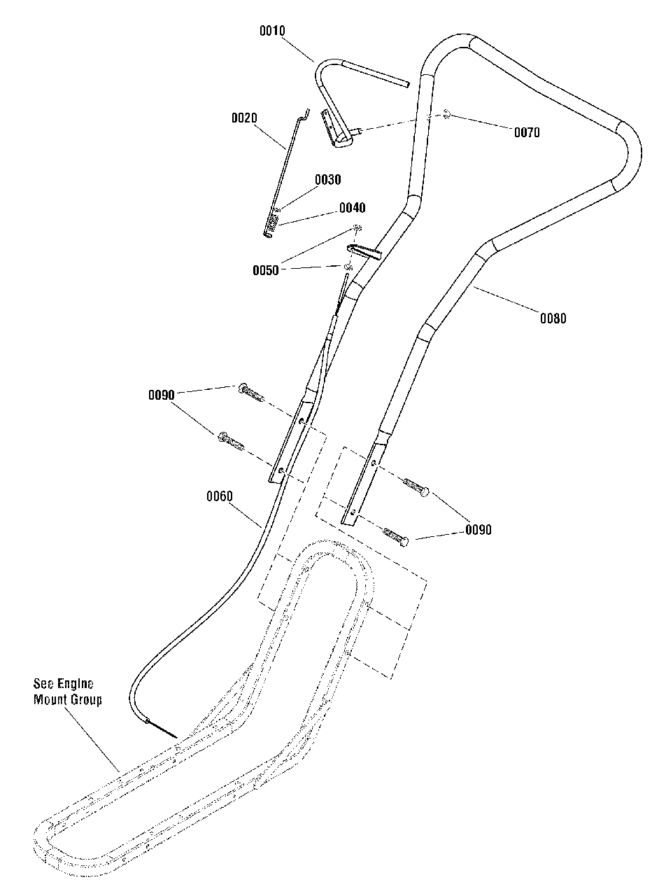 Handle And Controls Group Diagram and Parts List for 6014VRT 1695922 Simplicity Tiller