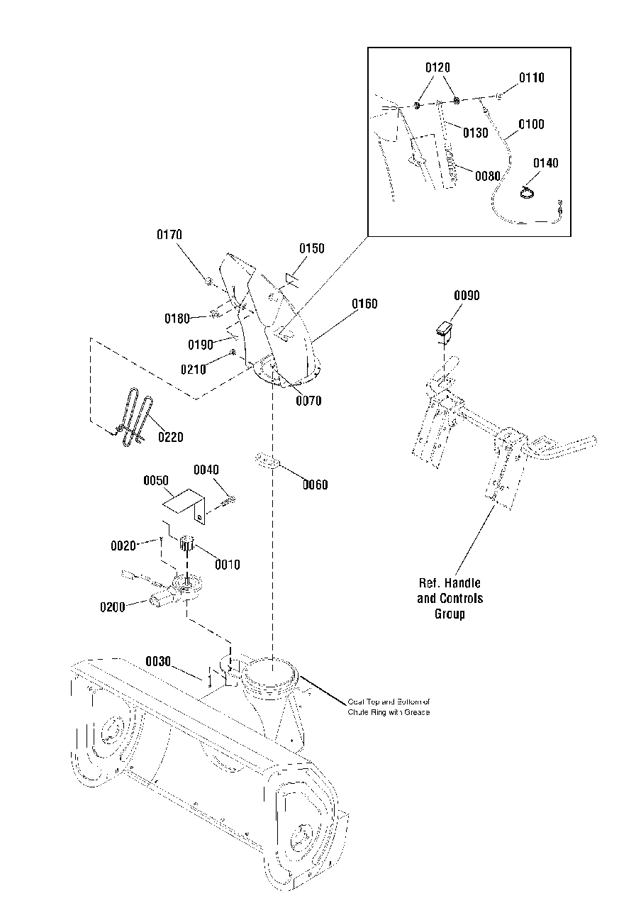 Chute And Rotation Group - Electric Chute/Remote Deflector Diagram and Parts List for P1738E 1695827 Simplicity Snow Blower