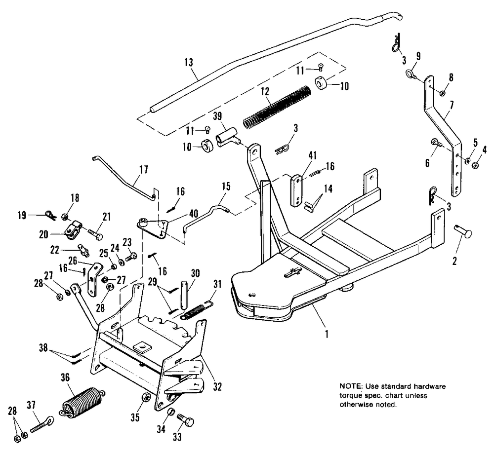 46-Inch Dozer Blade Hitch Diagram and Parts List for 1690498  Simplicity Lawn Tractor Accessories