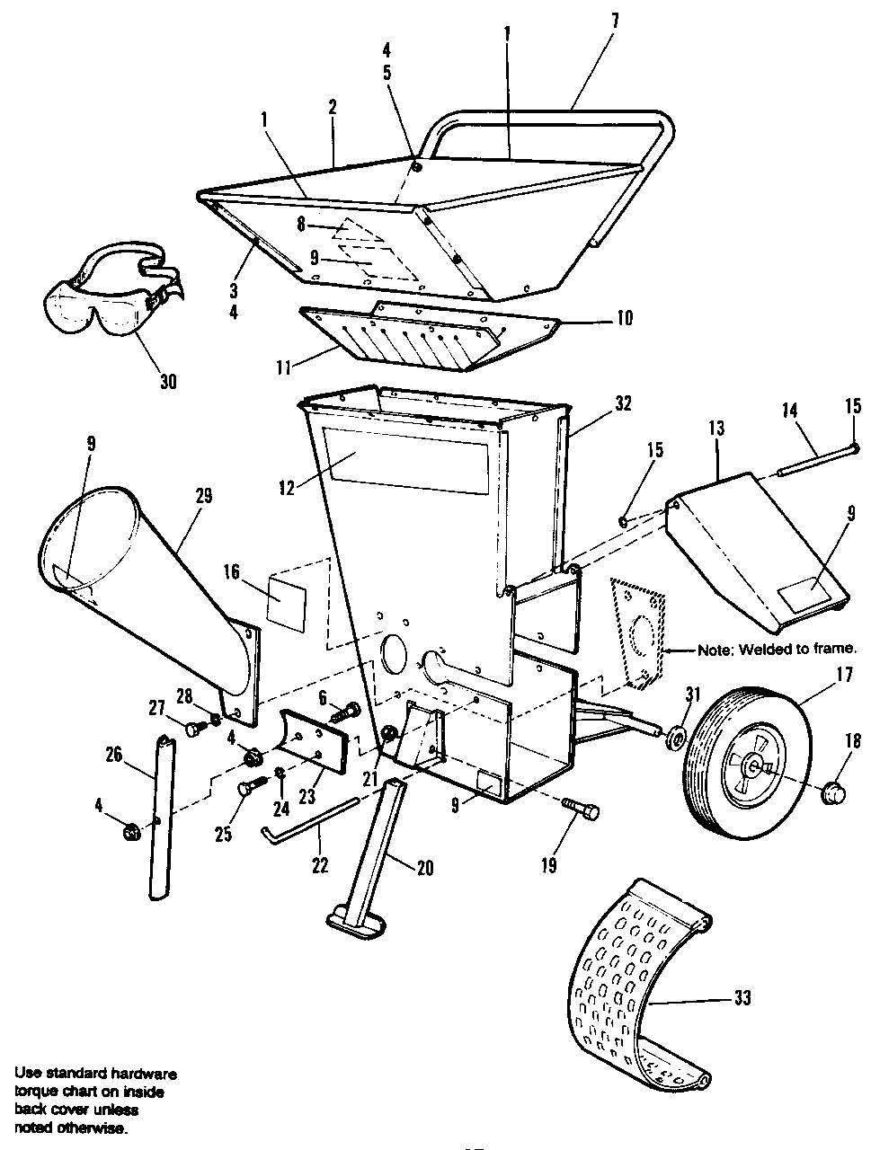 Hopper And Housing Group - Models 612, 912-8p And 912-8pe Diagram and Parts List for 612 1692204 Simplicity Chipper Shredder