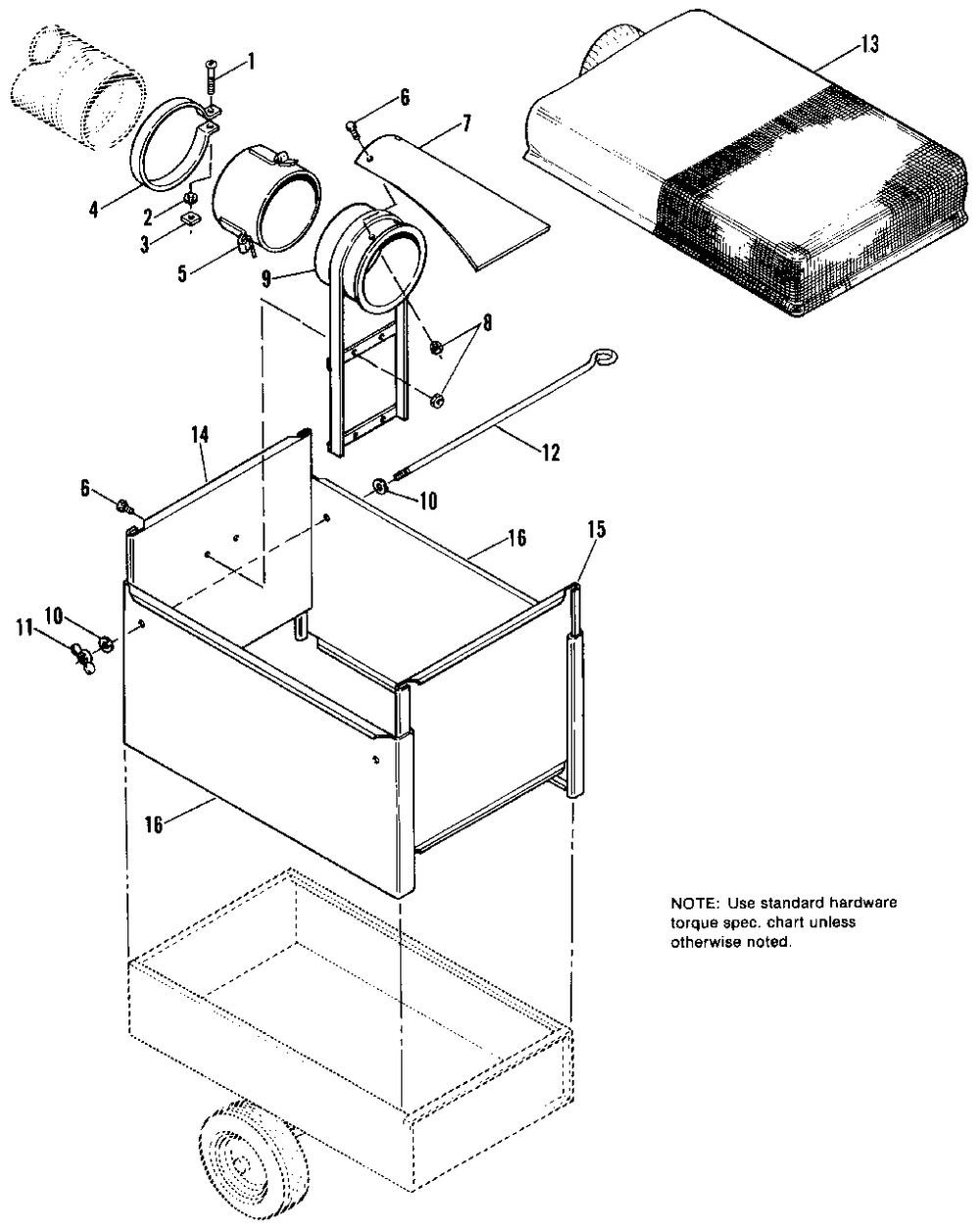Cart Cover And Side Extension Group Diagram and Parts List for 1690401  Simplicity Lawn Tractor Accessories