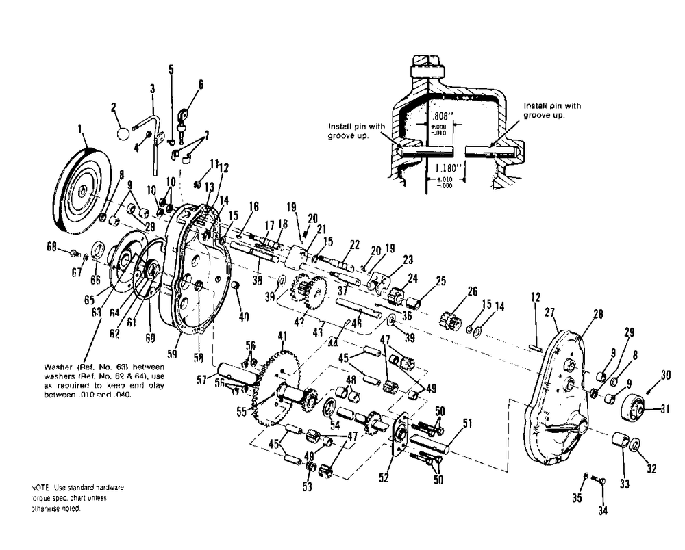 Transmission Group 2 Diagram and Parts List for 525 990485 Simplicity Lawn Tractor