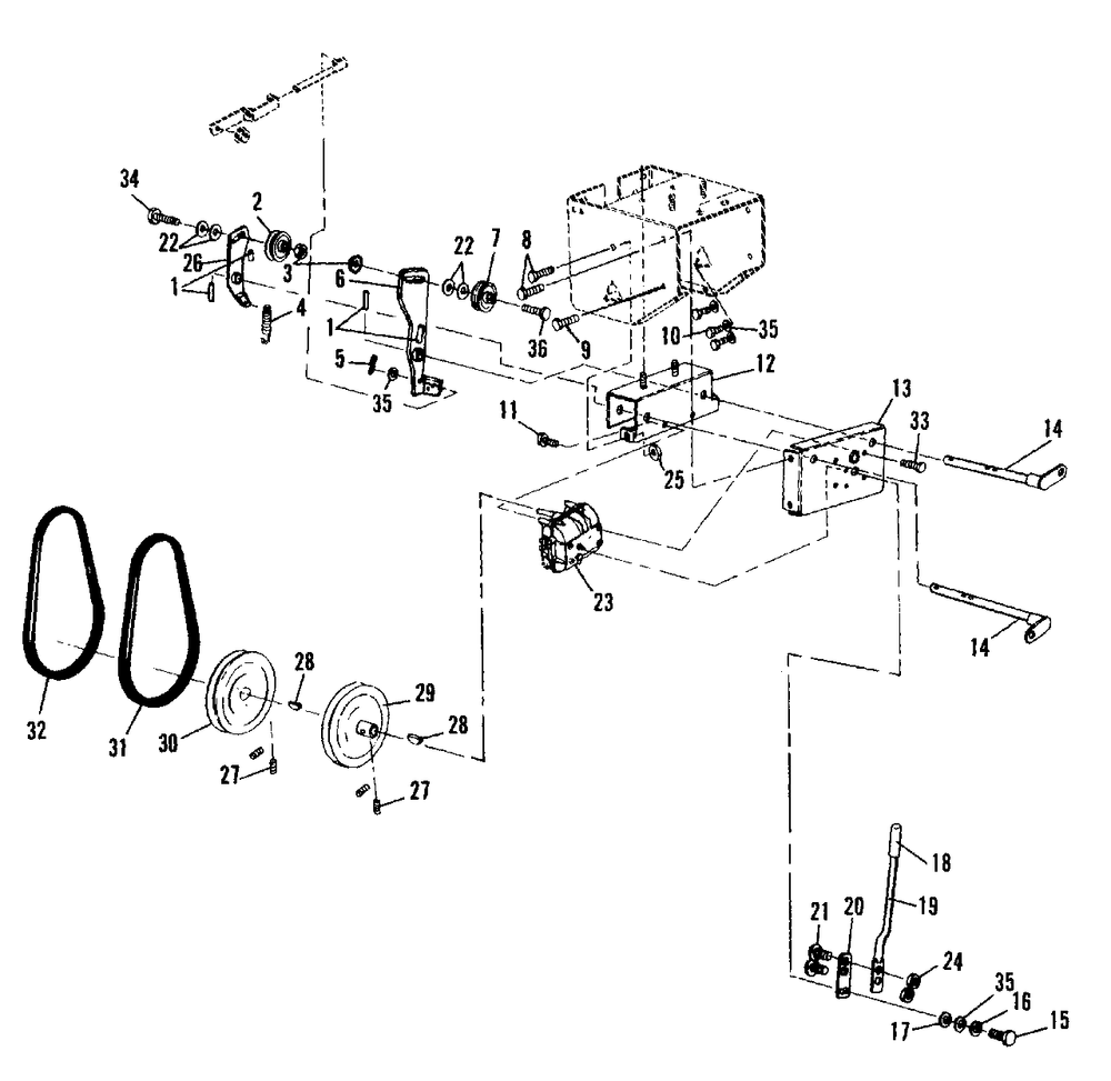 Transmission Group Diagram and Parts List for 555M 1690900 Simplicity Snow Blower