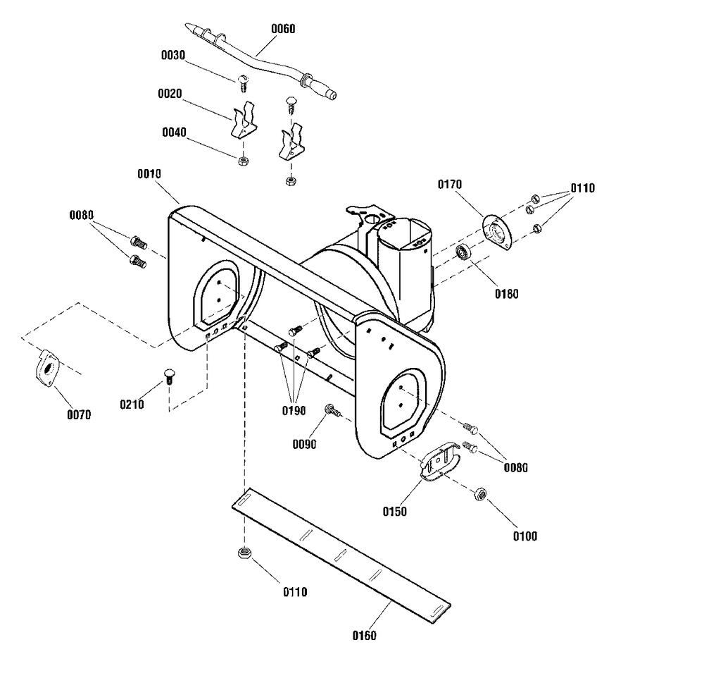 Auger Housing Group Diagram and Parts List for M1227E 1696235-03 Simplicity Snow Blower