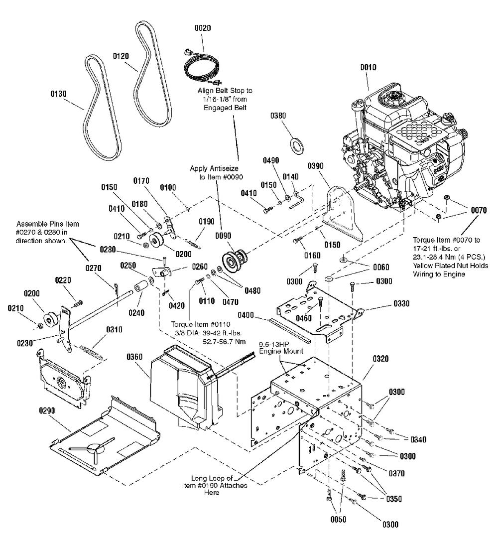 Engine And Frame Group - 13.5tp And 15.5tp Diagram and Parts List for L1428E 1695662 Simplicity Snow Blower