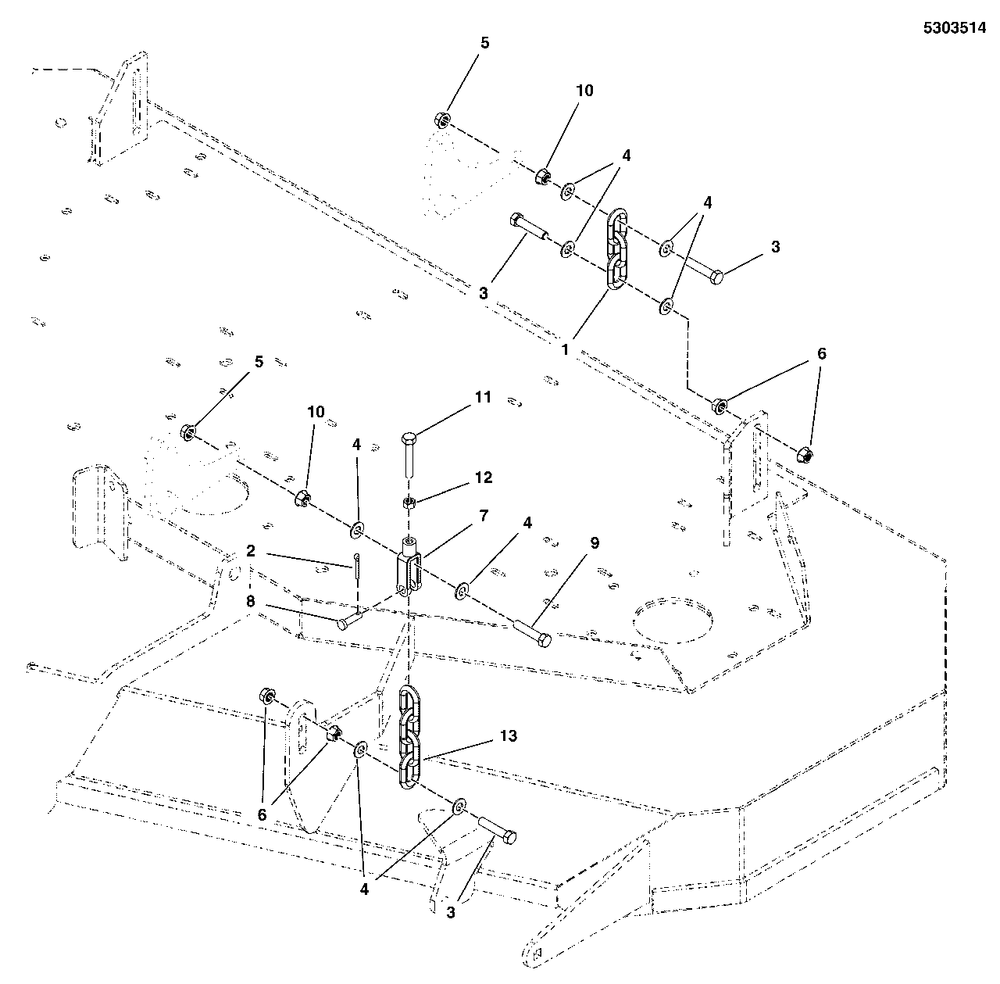 61-Inch Mower Deck Group - Hanger Chains Diagram and Parts List for 5901748  Simplicity Lawn Tractor