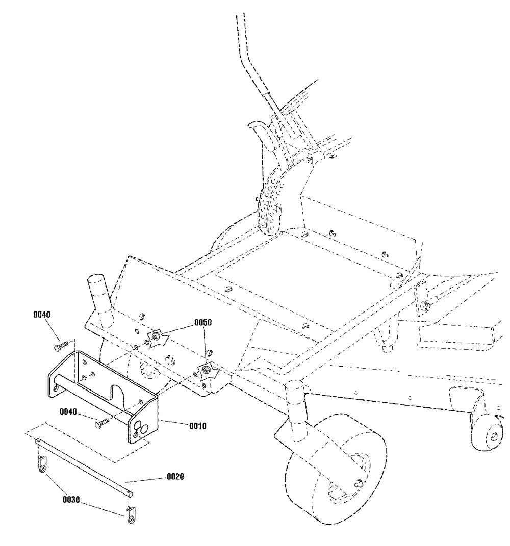 Front Weight Carrier Diagram and Parts List for 1696469A-00  Simplicity Lawn Tractor Accessories