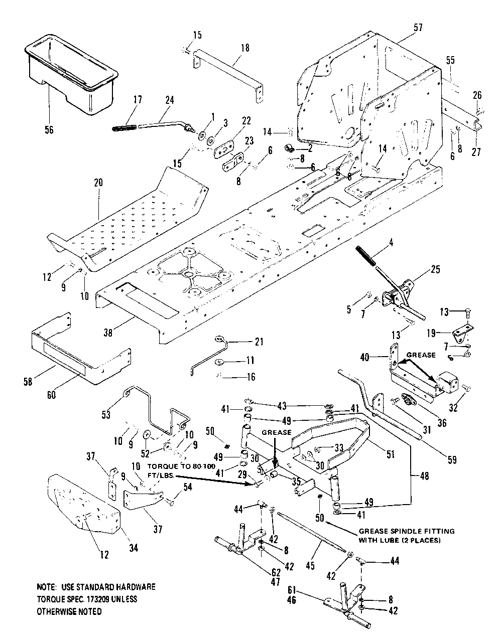 Main Frame And Front Axle (6008, 6010) Diagram and Parts List for 6010 1690192 Simplicity Lawn Tractor
