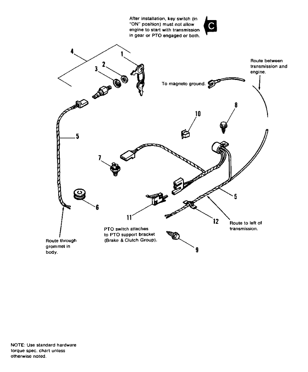 Electrical Group - Manual Start Diagram and Parts List for 3105 1690525 Simplicity Lawn Tractor