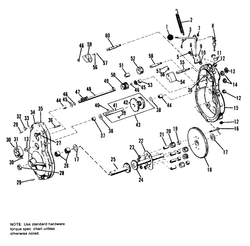 Transmission Group Diagram and Parts List for 606SPECIAL 990332 Simplicity Lawn Tractor
