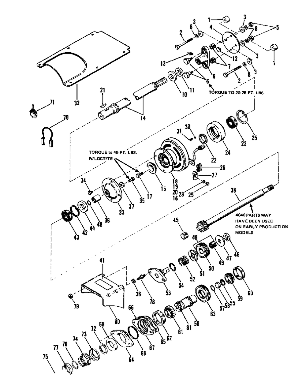 Rear Pto Diagram and Parts List for 4041 990954 Simplicity Lawn Tractor