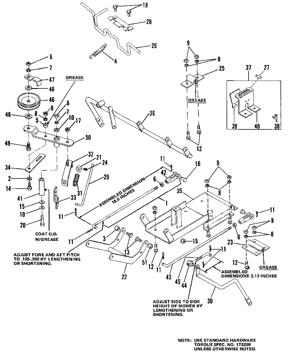 36-Inch Clutch And Wheel Support Group Diagram and Parts List for 6008 1690200 Simplicity Lawn Tractor