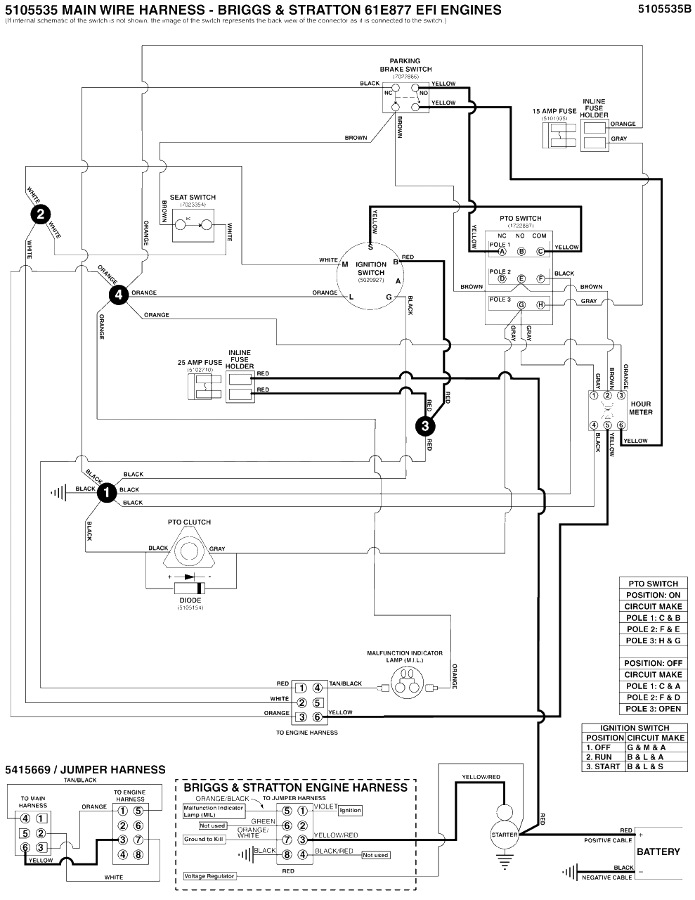 Electrical Schematic - Cranking Circuit - B&s 61e877 Diagram and Parts List for 5901799  Simplicity Lawn Tractor