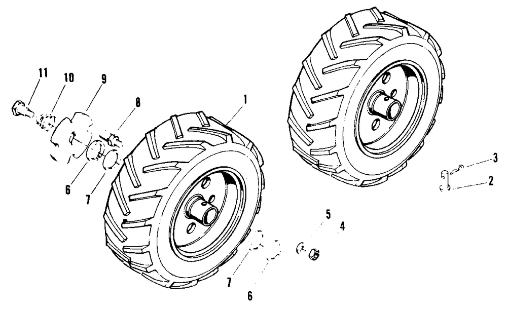 Wheels And Tires Group Diagram and Parts List for 1005 1690209 Simplicity Snow Blower