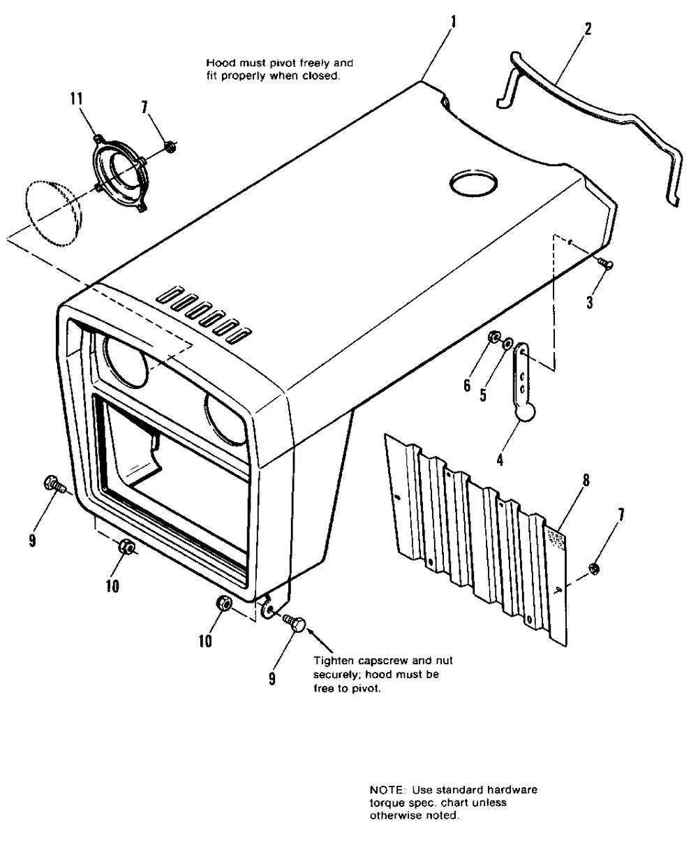 Hood And Grille Group Diagram and Parts List for 7116H 1690489 Simplicity Lawn Tractor