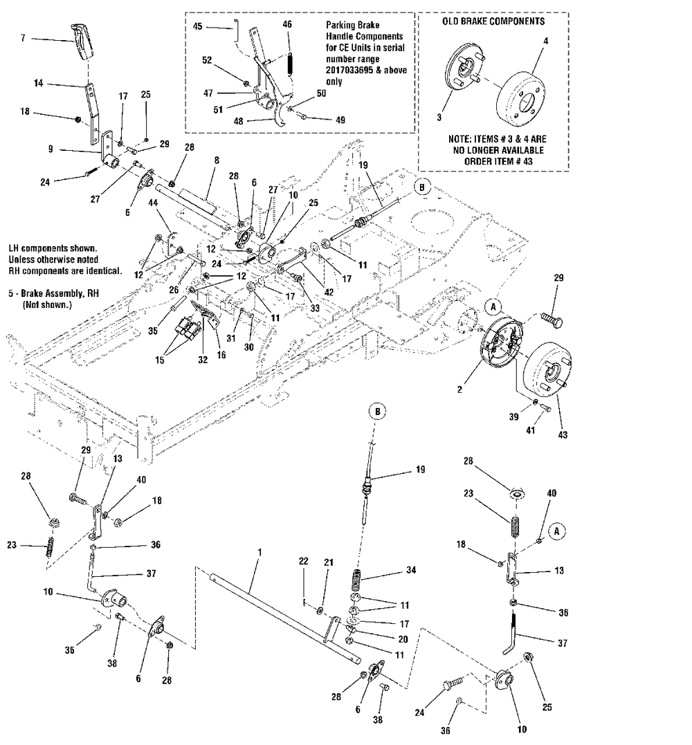 Brake Group Diagram and Parts List for 2650 5900705 Simplicity Lawn Tractor