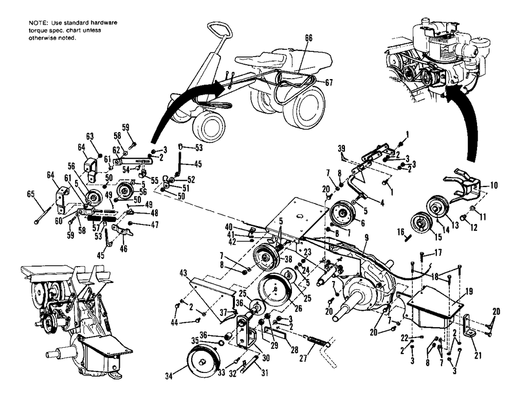 Belts And Pulleys Group Diagram and Parts List for 606SPECIAL 990332 Simplicity Lawn Tractor