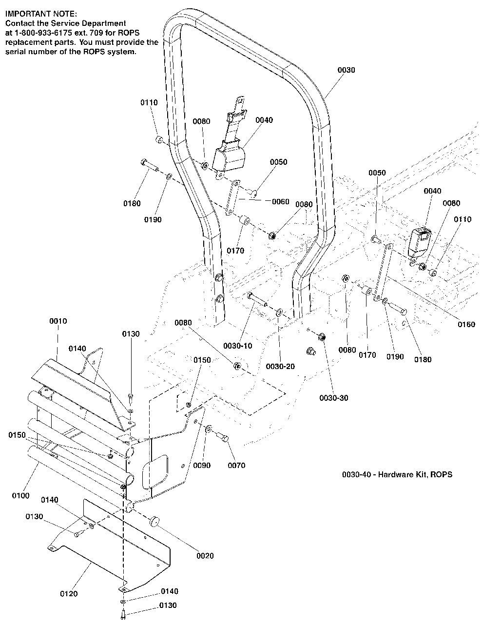 Rear Bumper And Rops Group Diagram and Parts List for 5901743  Simplicity Lawn Tractor