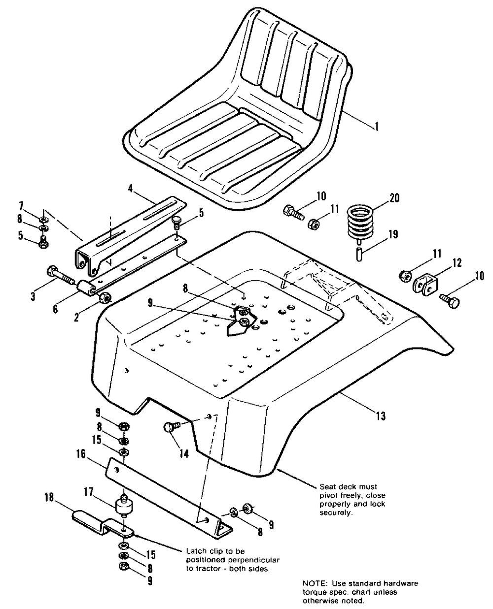 Seat And Deck Group Diagram and Parts List for 7116H 1690489 Simplicity Lawn Tractor