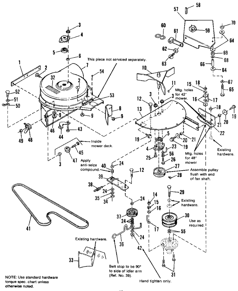 Turbo Blower System (42-Inch And 48-Inch Mowers) Diagram and Parts List for 1691810  Simplicity Lawn Tractor Accessories