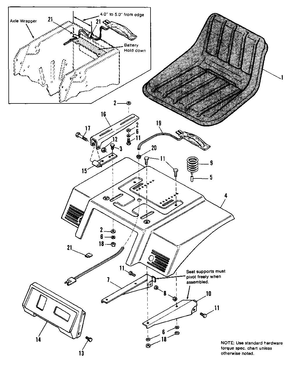 Seat Deck Group Diagram and Parts List for 6211 1691034 Simplicity Lawn Tractor