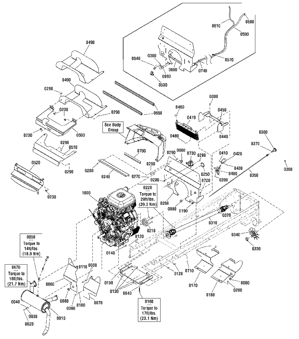 Engine Group Diagram and Parts List for 2691523-01  Simplicity Lawn Tractor