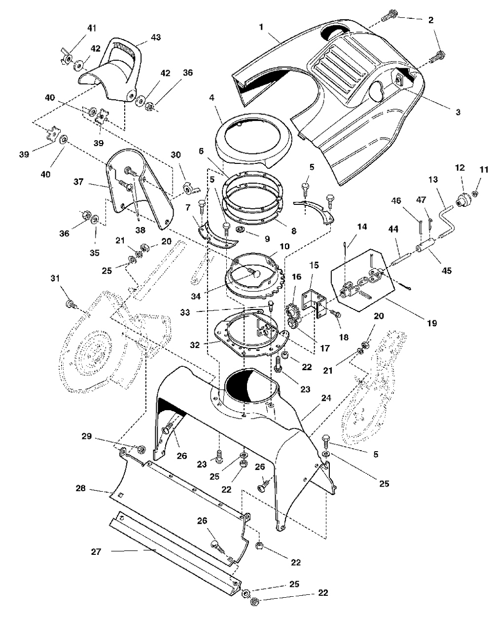 Auger Housing And Chute Group (178ahcg) Diagram and Parts List for 520M 1694585 Simplicity Snow Blower