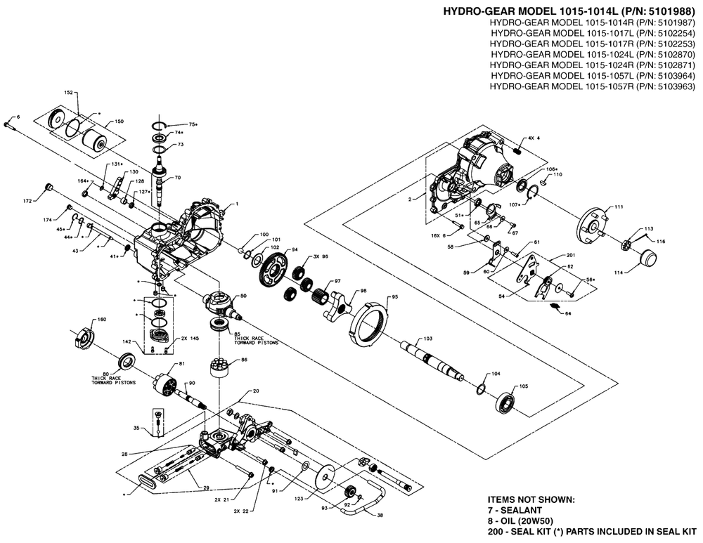 Transaxle Service Parts - Zt5400 Diagram and Parts List for 5901799  Simplicity Lawn Tractor