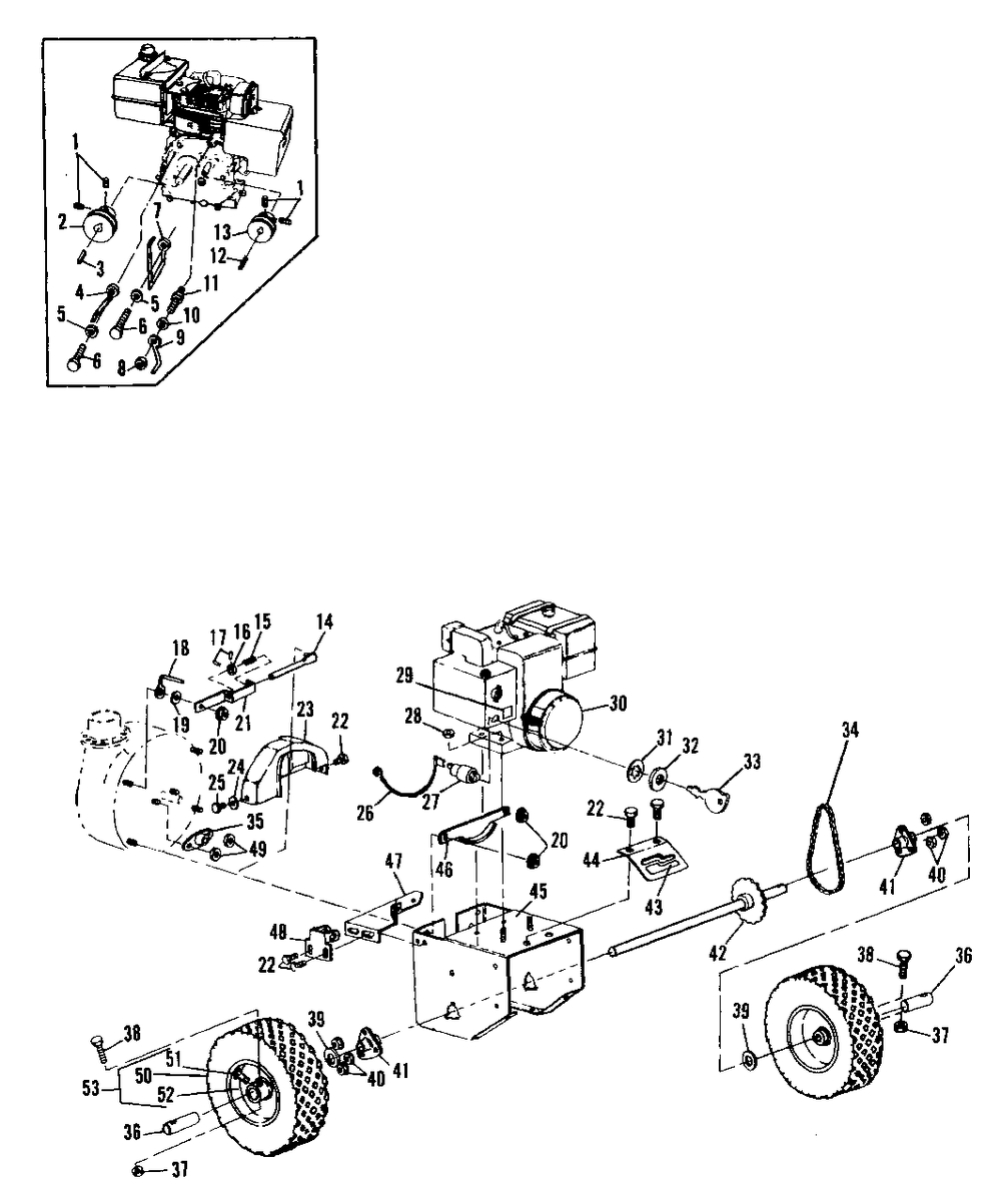 Engine Group Diagram and Parts List for 555M 1690900 Simplicity Snow Blower