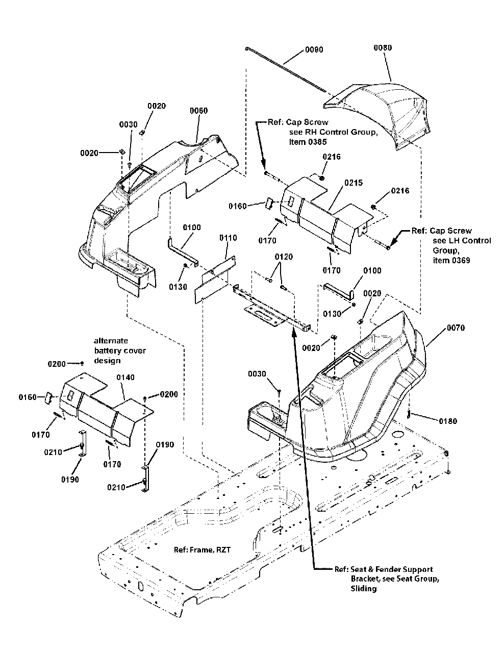 Fender Group (7501679dev) Diagram and Parts List for ZT27460 7800768-00 Simplicity Lawn Tractor