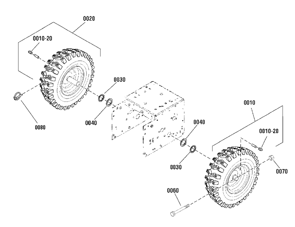 Wheels And Tires Group Diagram and Parts List for L1226E 1695820 Simplicity Snow Blower