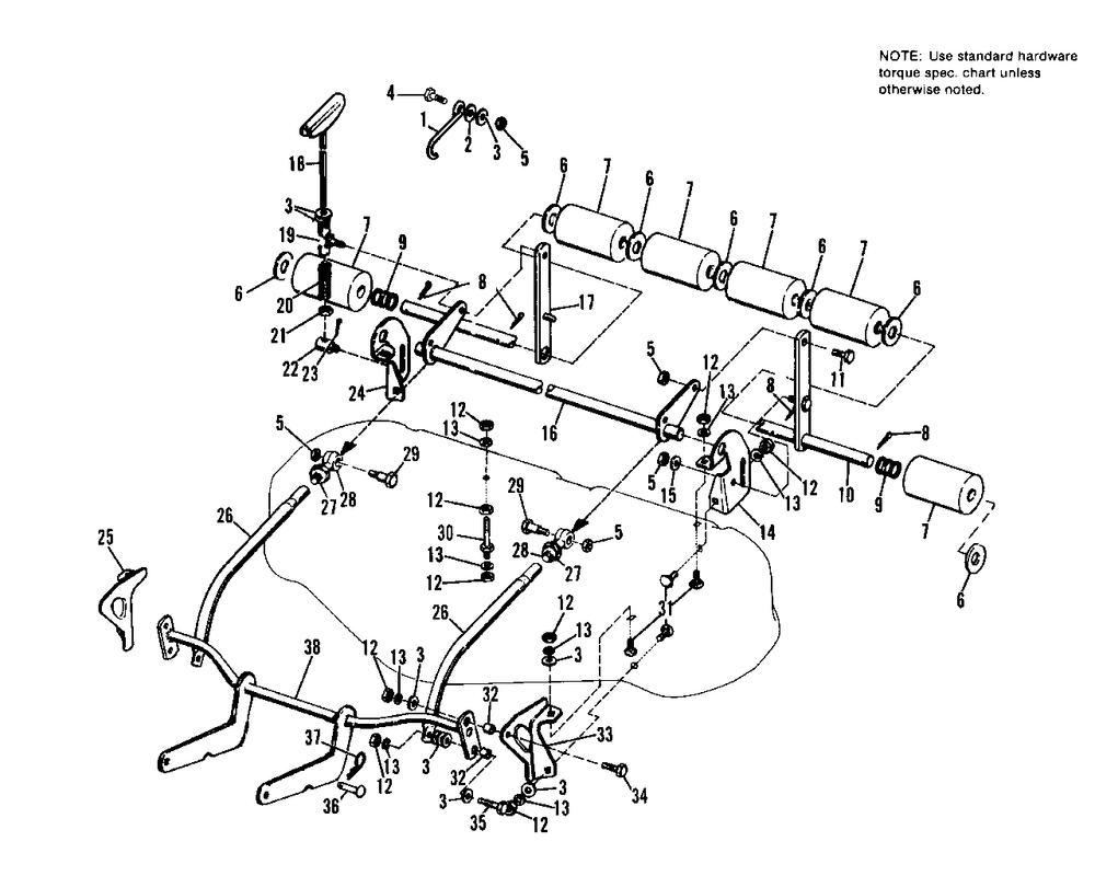 32-Inch Mower Controls And Misc. Group Diagram and Parts List for 606SPECIAL 990332 Simplicity Lawn Tractor