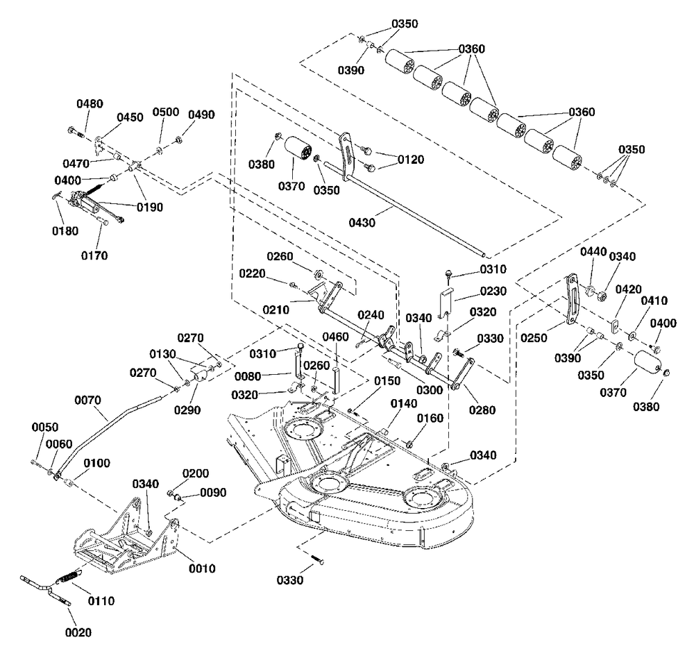 44-Inch (112cm) Mower Deck - Height Adjust And Roller Group (2992425) Diagram and Parts List for 2691668-02  Simplicity Lawn Tractor