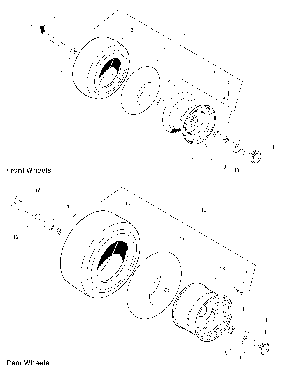 Wheels And Tires Group Diagram and Parts List for 2690940-00  Simplicity Lawn Tractor