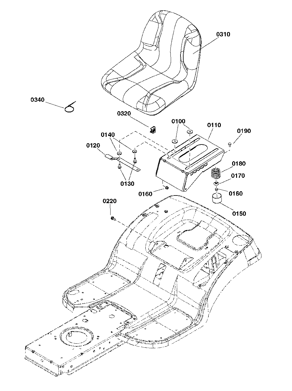 Seat Group Diagram and Parts List for 2691454-02  Simplicity Lawn Tractor