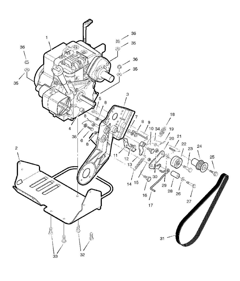 Engine Drive Group Diagram and Parts List for 5022E (1695090)(2006) Simplicity Snow Blower