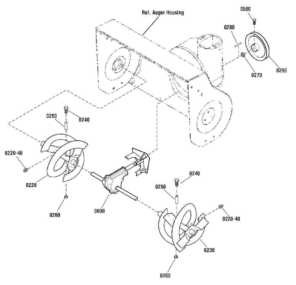 Auger Drive Group Diagram and Parts List for H924RX 1695840 Simplicity Snow Blower