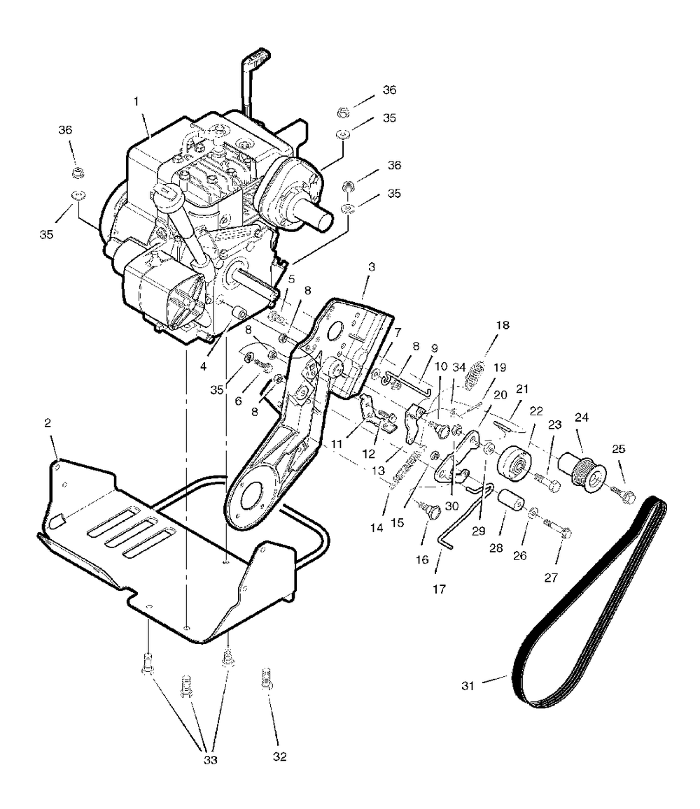 Engine Drive Systems Group Diagram and Parts List for 522EX 1695514 Simplicity Snow Blower
