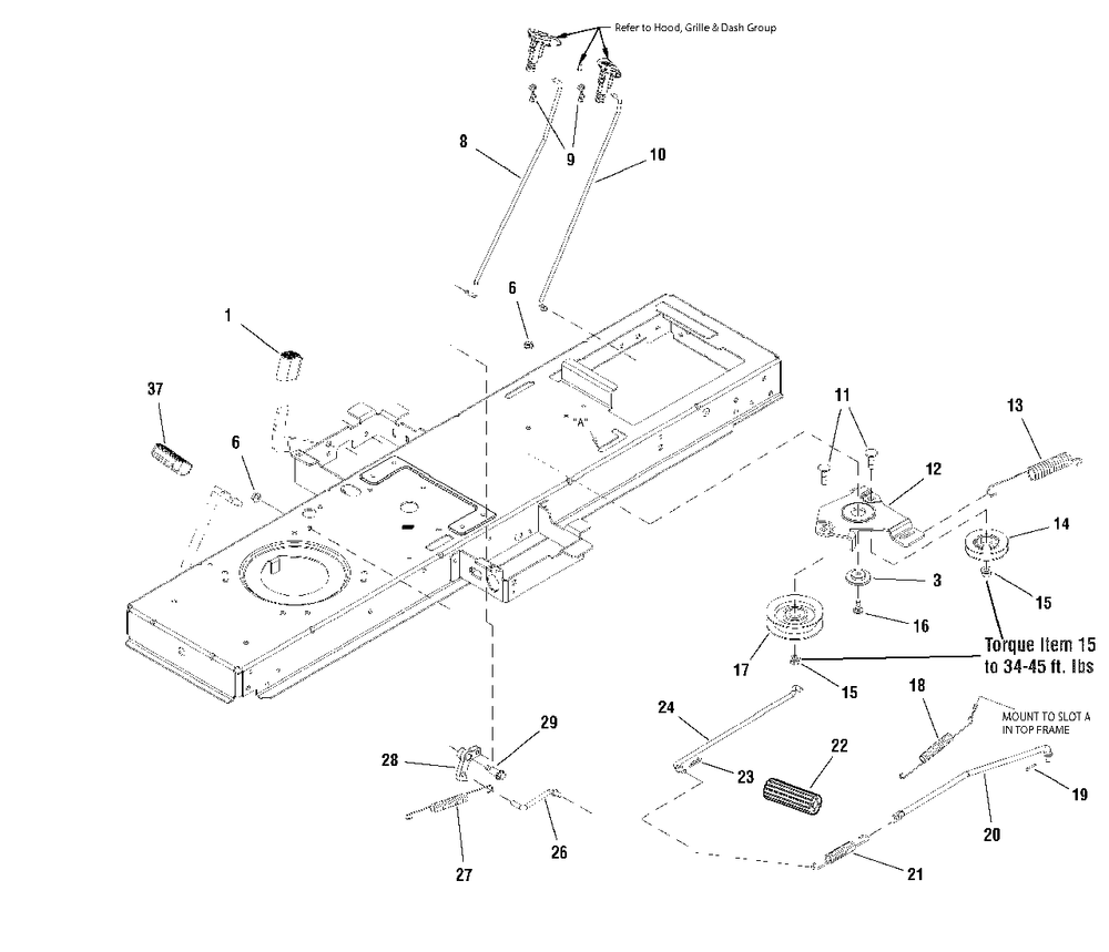 Controls Group Diagram and Parts List for 2690940-00  Simplicity Lawn Tractor