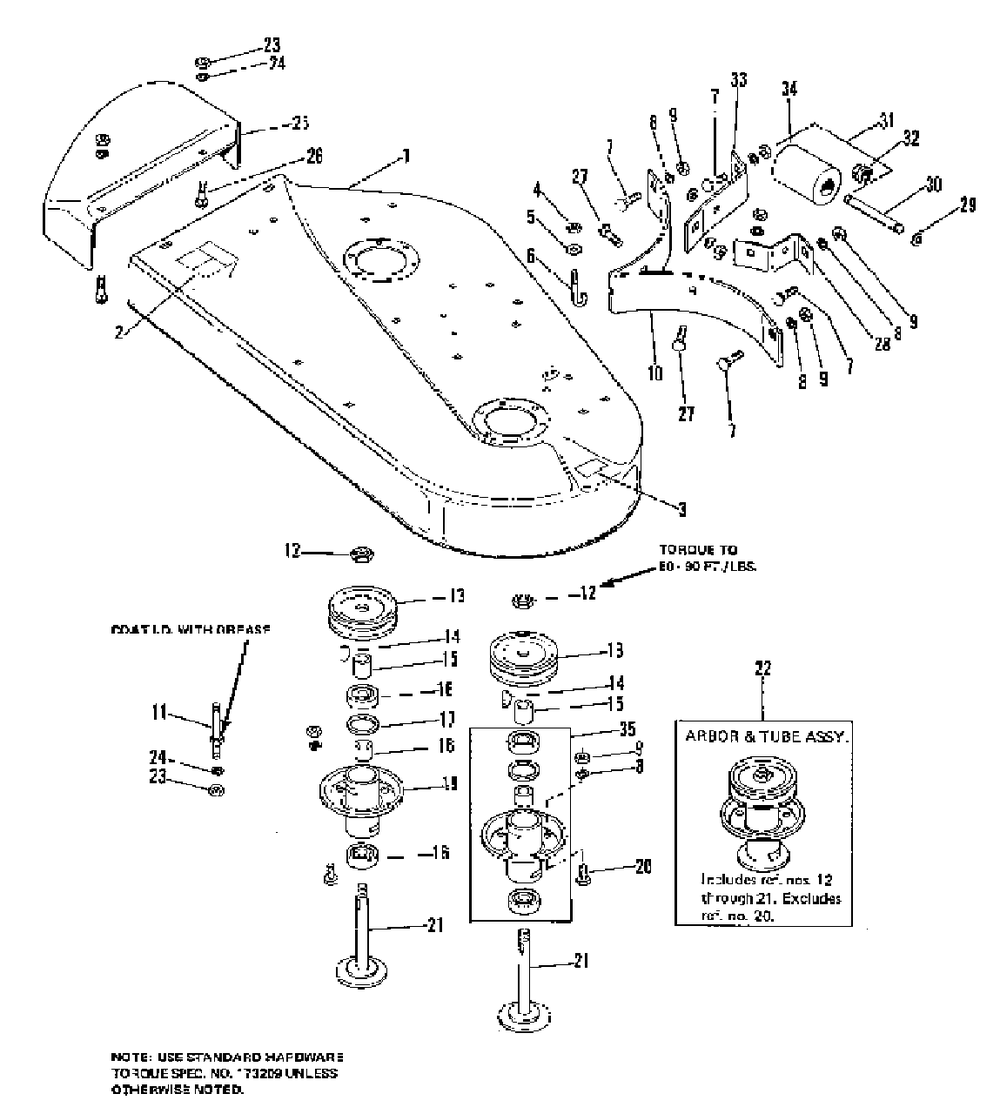 Mower Deck And Arbors Group (0228i01) Diagram and Parts List for 4008 1690173 Simplicity Lawn Tractor