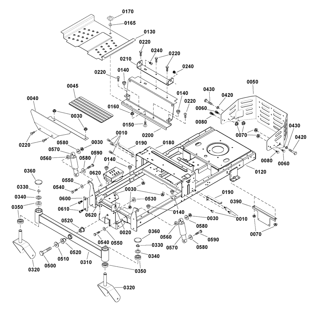 Frame Group Diagram and Parts List for SZT175 2691923-00 Simplicity Lawn Tractor