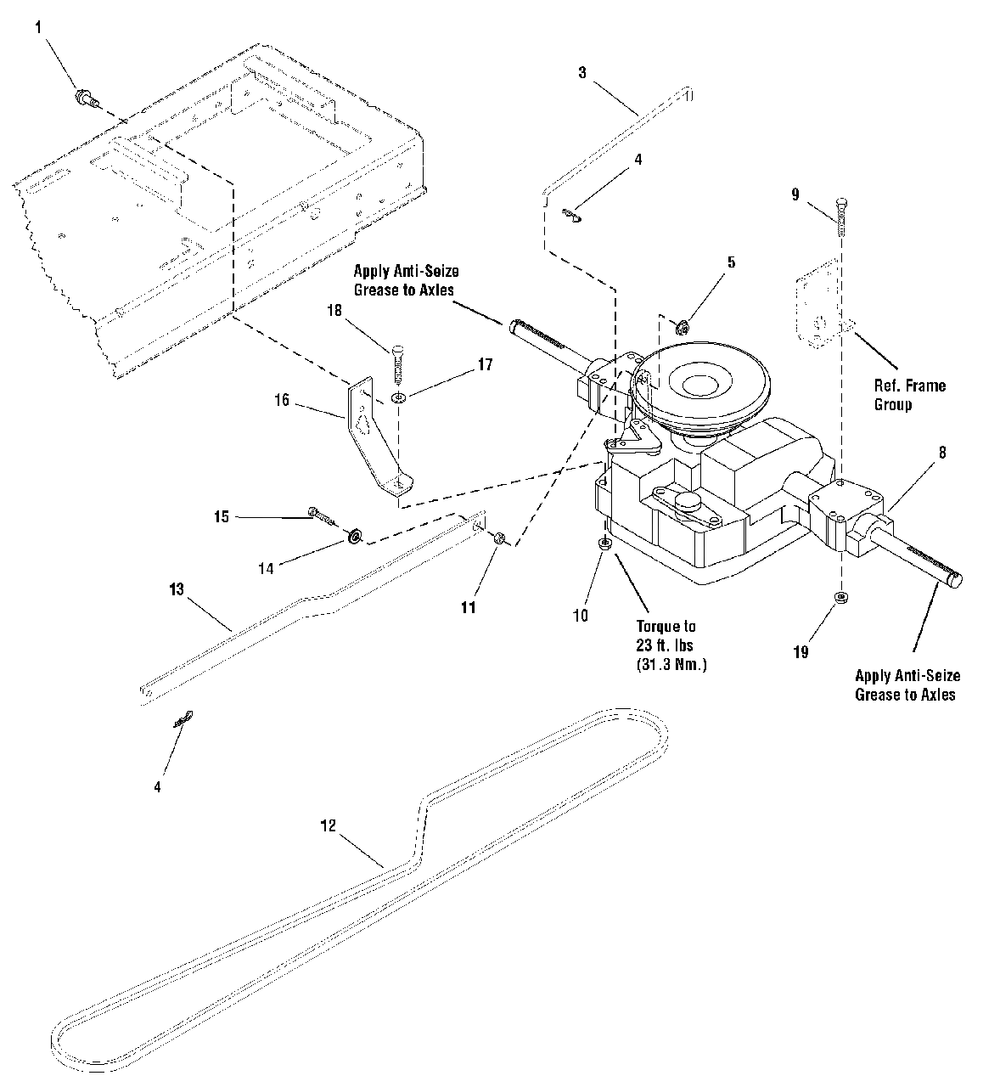 Transmission Group -Tuff Torque Diagram and Parts List for 2691014-00  Simplicity Lawn Tractor