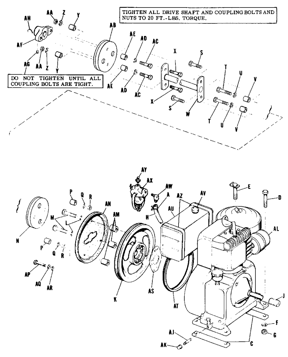 Engine And Drive Shaft Diagram and Parts List for 700 990169 Simplicity Lawn Tractor