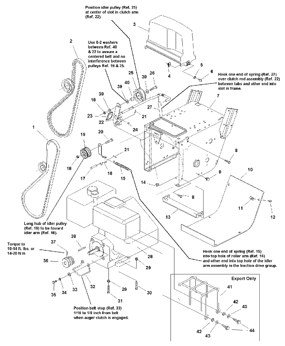 Engine And Frame Group - 8hp, Manual Start Diagram and Parts List for 860M 1693984 Simplicity Snow Blower