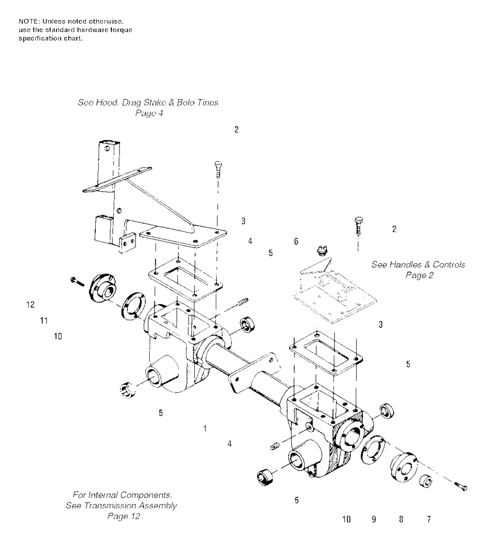 Transmission Housing Diagram and Parts List for 516RT 1692877 Simplicity Tiller