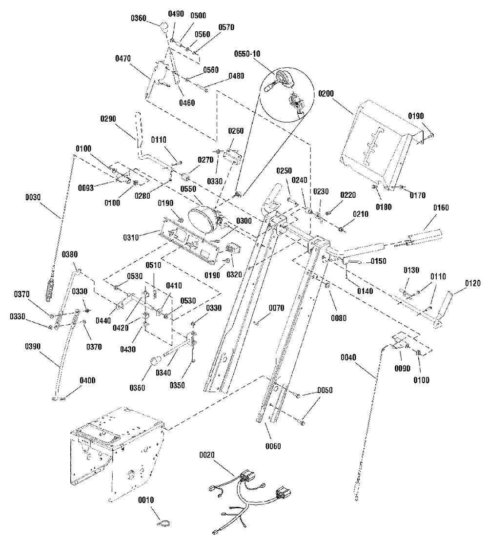 Handles And Controls Group Diagram and Parts List for P1738E 1695827 Simplicity Snow Blower