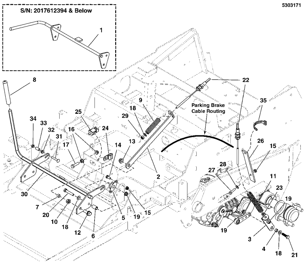 Parking Brake Group (5303171) Diagram and Parts List for 5901744  Simplicity Lawn Tractor