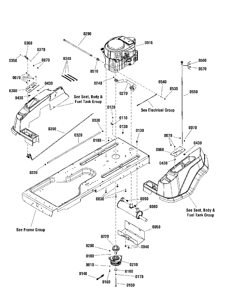 Engine Group Diagram and Parts List for ZT21546 2691140-00 Simplicity Lawn Tractor